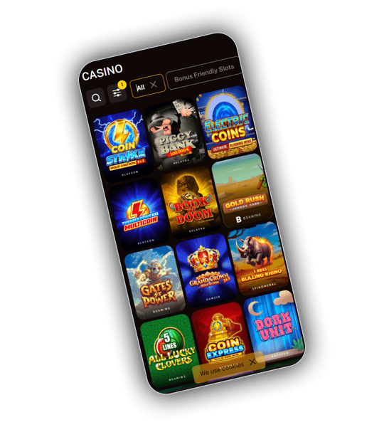 Wild Royal-spellenpagina met slots, live casino en categorieën in de gouden interface.