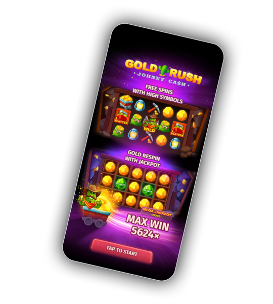 Wild Royal mobiele casino-interface voor slots, live tafels en accountbeheer.