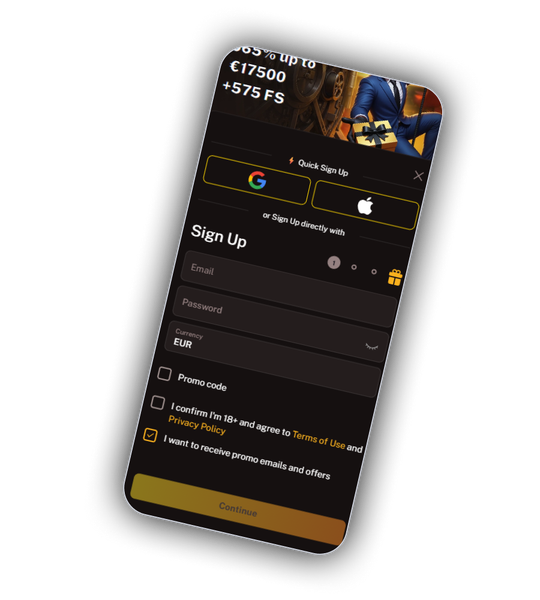 Wild Royal-registratiescherm voor het openen en controleren van een casinoaccount.